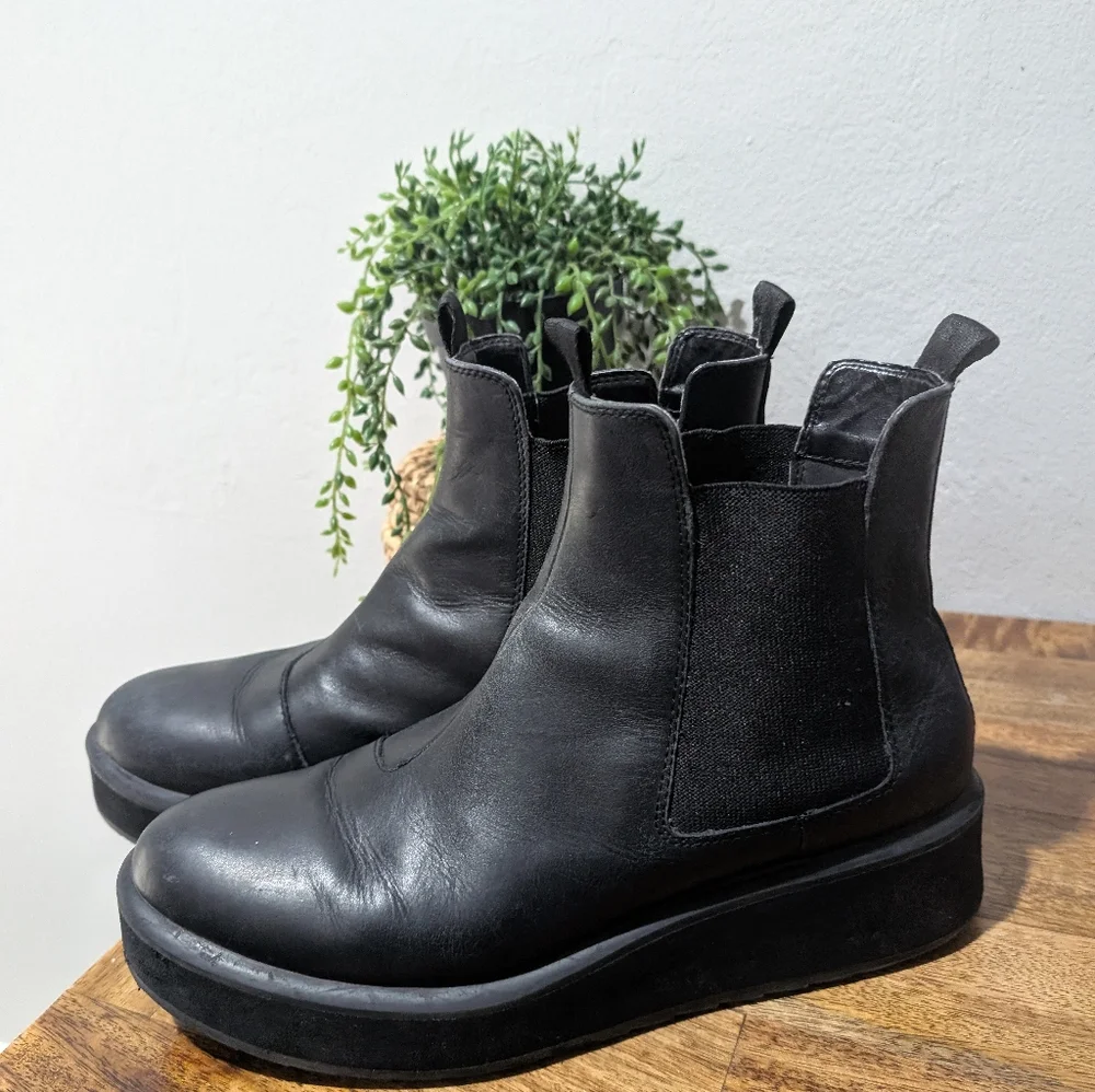 New G-Star Strett Flatform Chelsea Sneakers Women  Black Leather Boot Size‎ 9.5